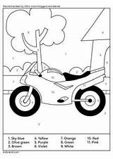 Number Color Kids Coloring Printable Worksheets Pages Kidloland Motor Bike sketch template