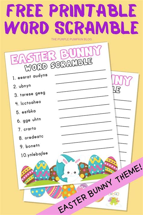 printable easter bunny word scramble  easter activities