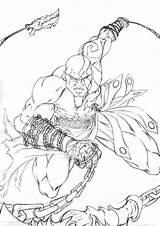Kratos God War Coloring Pages Printable Sketch Drawings Color Getcolorings Deviantart Template Getdrawings sketch template