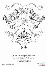 French Hens Three Colouring Pages Christmas Become Member Log Village Activity Explore sketch template