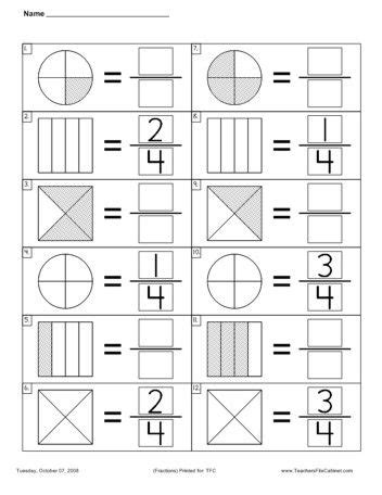 fractions fractions worksheets first grade math worksheets fractions