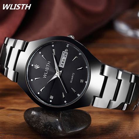 wlisth watches men top brand full stainless steel japan movement quartz wrist   man