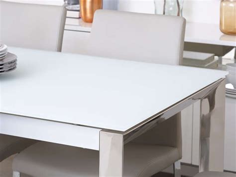 Eve White Frosted Glass With Chrome And Elise Extending Dining Set