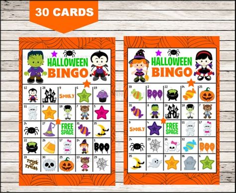 halloween bingo game printable   cards party