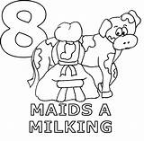 Maids Milking Coloring Christmas Days Pages Twelve Printable Eight Getcolorings Getdrawings Choose Board Template sketch template