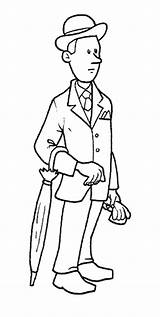 Coloring Pages British Hat His Umbrella Bowler Gentleman English Man Para Colorear 為孩子的色頁 sketch template