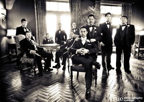 classic black and white groomsmen photo by true