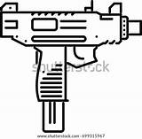 Uzi Gun Outline Icon Shutterstock Vector Pistol Rifle sketch template