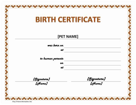 pet birth certificate