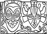 Mask Coloring Pages African Kids Printable Tribal sketch template