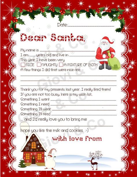 printable dear santa letter kids christmas wishlist printable dear