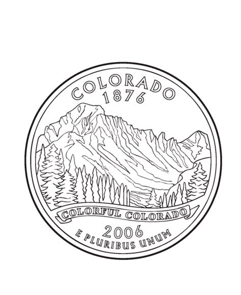 usa printables colorado state quarter  states coloring pages