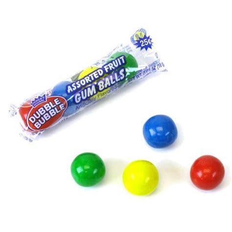 Dubble Bubble Assorted Fruit Flavored Gumballs 4 Ball Tube