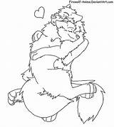 Hug Lineart Firewolf Pup sketch template