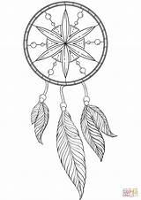 Catcher Dream Coloring Pages Dreamcatcher Drawing Tattoo Printable Moon Owl Simple Easy Indian Template Catchers Native Kids sketch template