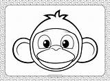 Monkey Head Coloring Cute Whatsapp Tweet Email sketch template