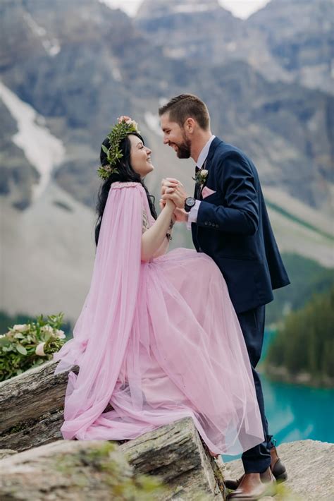 elopement at moraine lake in banff national park popsugar love and sex