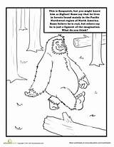 Bigfoot Coloring Sasquatch Pages Worksheet Kids Color Birthday Choose Board Education sketch template