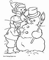 Snowman Coloring Pages Christmas Printable Colouring Making Vintage Winter Clipart Kids Build Book Building Sheets sketch template