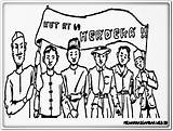 Mewarnai Kemerdekaan Kartun Karikatur Ilustrasi Memperingati Dengan Bertema Lembar Warna Pilih Papan Karnaval sketch template