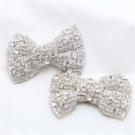 wedding shoe clips rhinestone crystal silver bow shoe decoration white garden  store