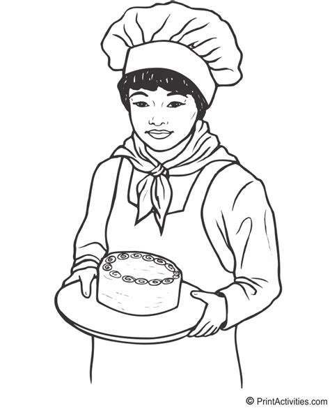 baker coloring page female baker coloring activity coloring home