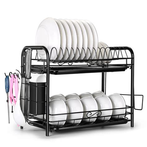 dish drying rack  tier chrome dish rack   sink kitchen
