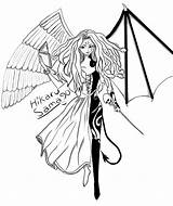 Angel Demon Coloring Demons Anime Half Wings Angels Devil Pages Drawings Drawing Tattoo Digital Hikaru Google Search Girl Color Vs sketch template