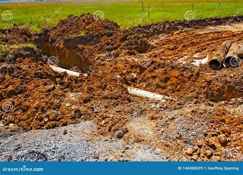 broken asbestos cement water pipeline excavation stock image image  ditch disease