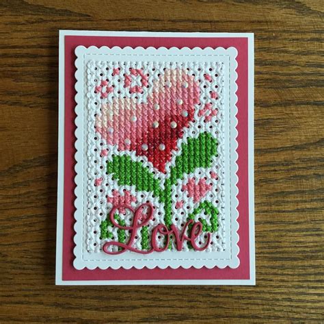 cross stitch card valentine flower here is another card i created