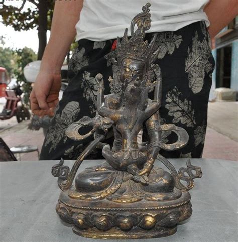 old tibet bronze gilt tantra sex hayagriva in alliance yab yum buddha