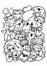 Coloring Pages Kids Doodles Dining Food Colouring sketch template