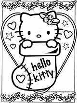 Kitty Hello Coloring Pages Christmas Stocking Cute sketch template