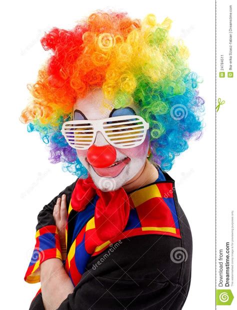 Clown With White Funny Shutter Shades Sunglasses Stock