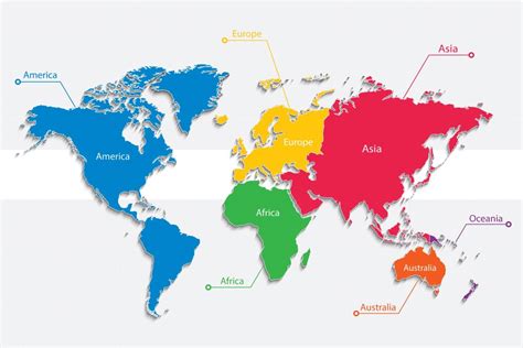 mapa del mundo  los continentes coloridos  los indicadores planos