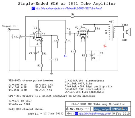single ended  guitar amp schematic