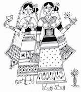 Madhubani Designs Folk Bihar Painting Traces Indian Paintings India Arte Doodle sketch template