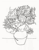 Gogh Vincent Sunflowers Startet sketch template