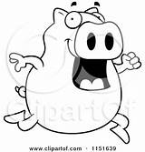 Pig Jumping Happy Clipart Cartoon Cory Thoman Outlined Coloring Vector Regarding Notes sketch template