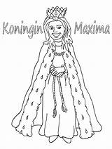 Koningin Maxima Koningsdag Topkleurplaat Koningshuis Prinses Knutselen Kids Flevokids Bord Bezoeken sketch template