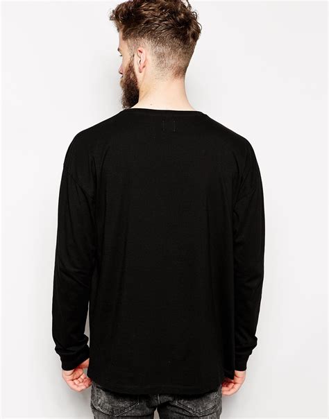 Lyst Asos Oversized Long Sleeve T Shirt In Black For Men
