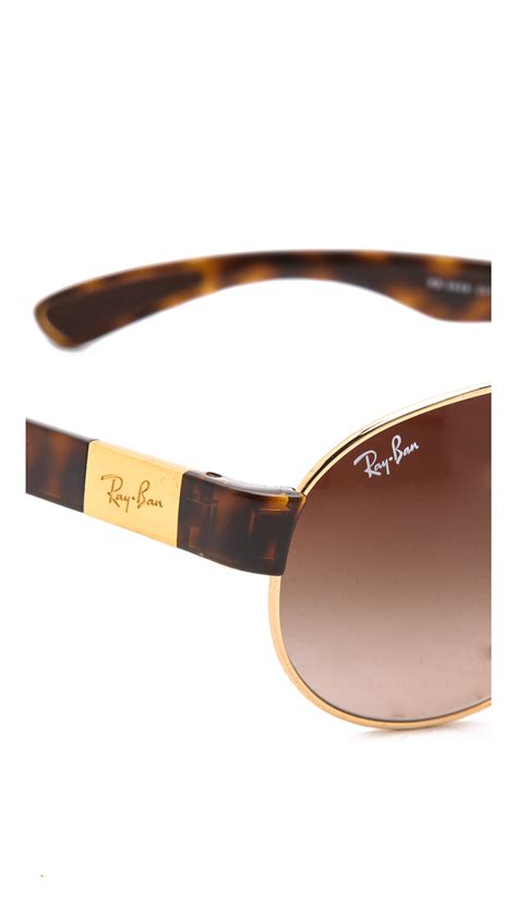 Ray Ban Small Wrap Aviator Sunglasses In Brown Lyst