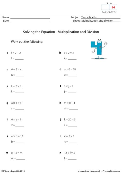 solving  equation multiplication  division