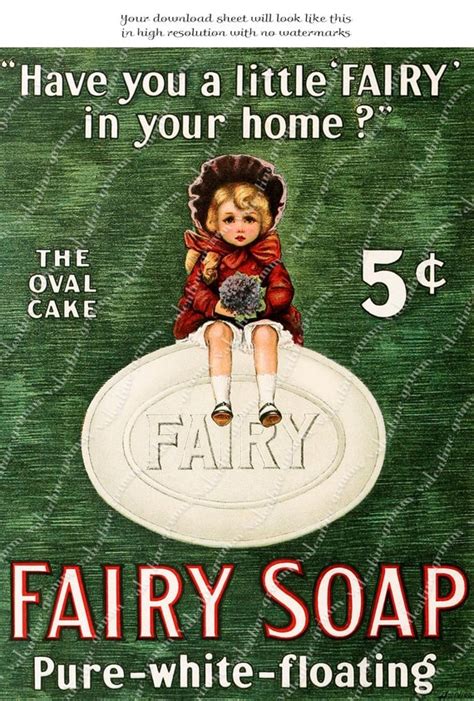 fairy soap ad   digital printable  frame