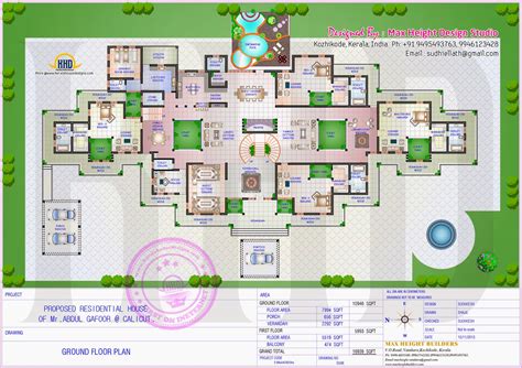 gigantic super luxury floor plan kerala home design  floor plans