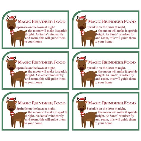 reindeer food poem  printable tags