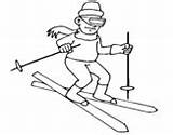 Coloring Skier Ii Ski Poles Coloringcrew Snowmobile Jump sketch template