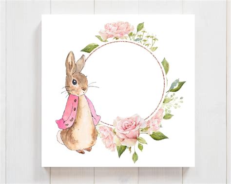 instant png  flopsy rabbit flopsy bunny pink floral botanical wreath clip art