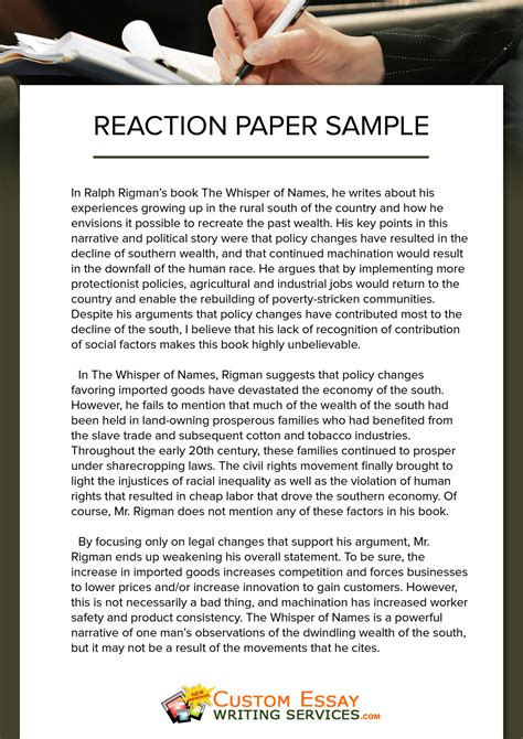 eexamples    write  reaction paper