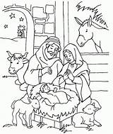 Nativity Coloring Scene Pages Simple Color Printable Print Getcolorings Book sketch template